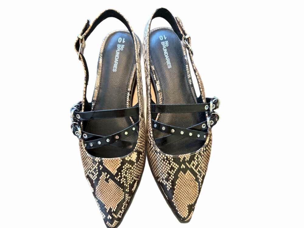 Sz 10 faux Snakeskin sandals No Boundaries Women's Strappy Slingback Flats